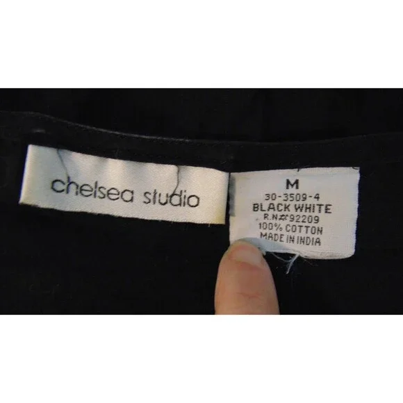 Chelsea Studio Black Embroidered Top Belt Women's Medium Babydoll Boho - Picture 8 of 10
